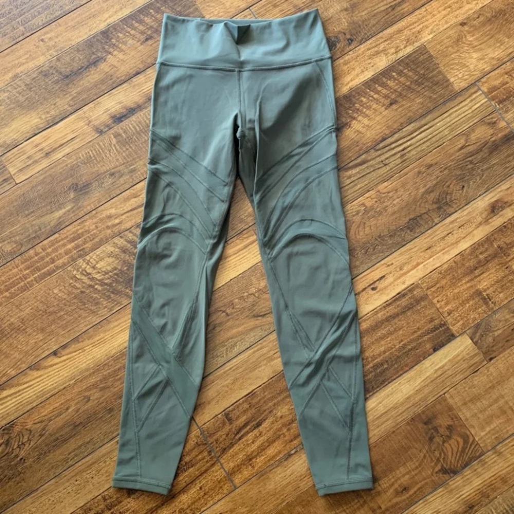 Olive Green Mesh Leggings